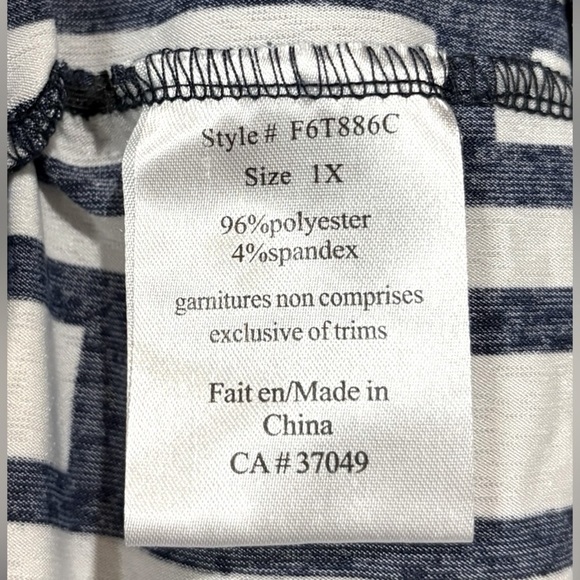 Claire France, Plus Size Navy & White Stretch Blouse, Size 1X - Picture 8 of 8